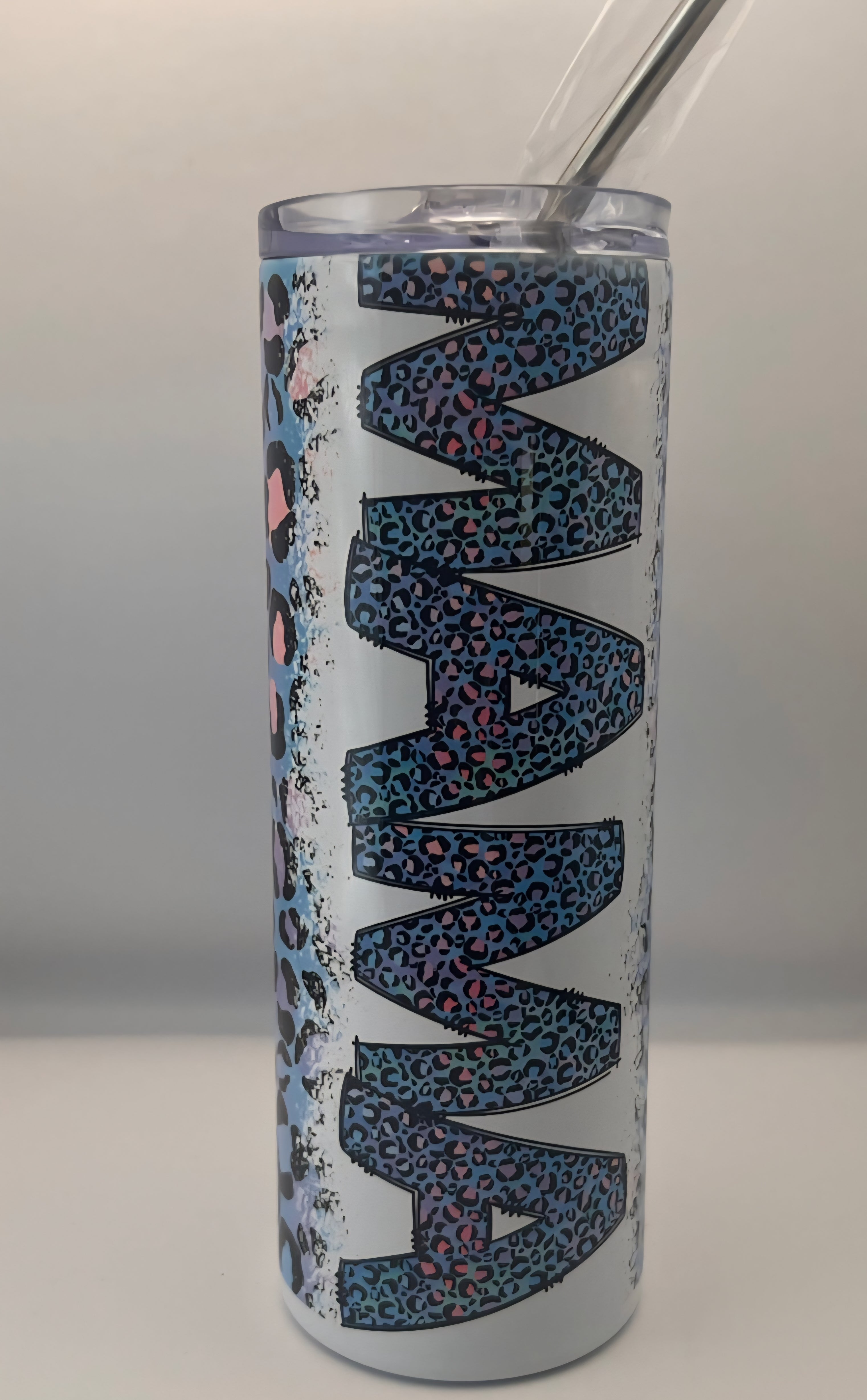 Blue and Pink Cheetah Mam Tumbler