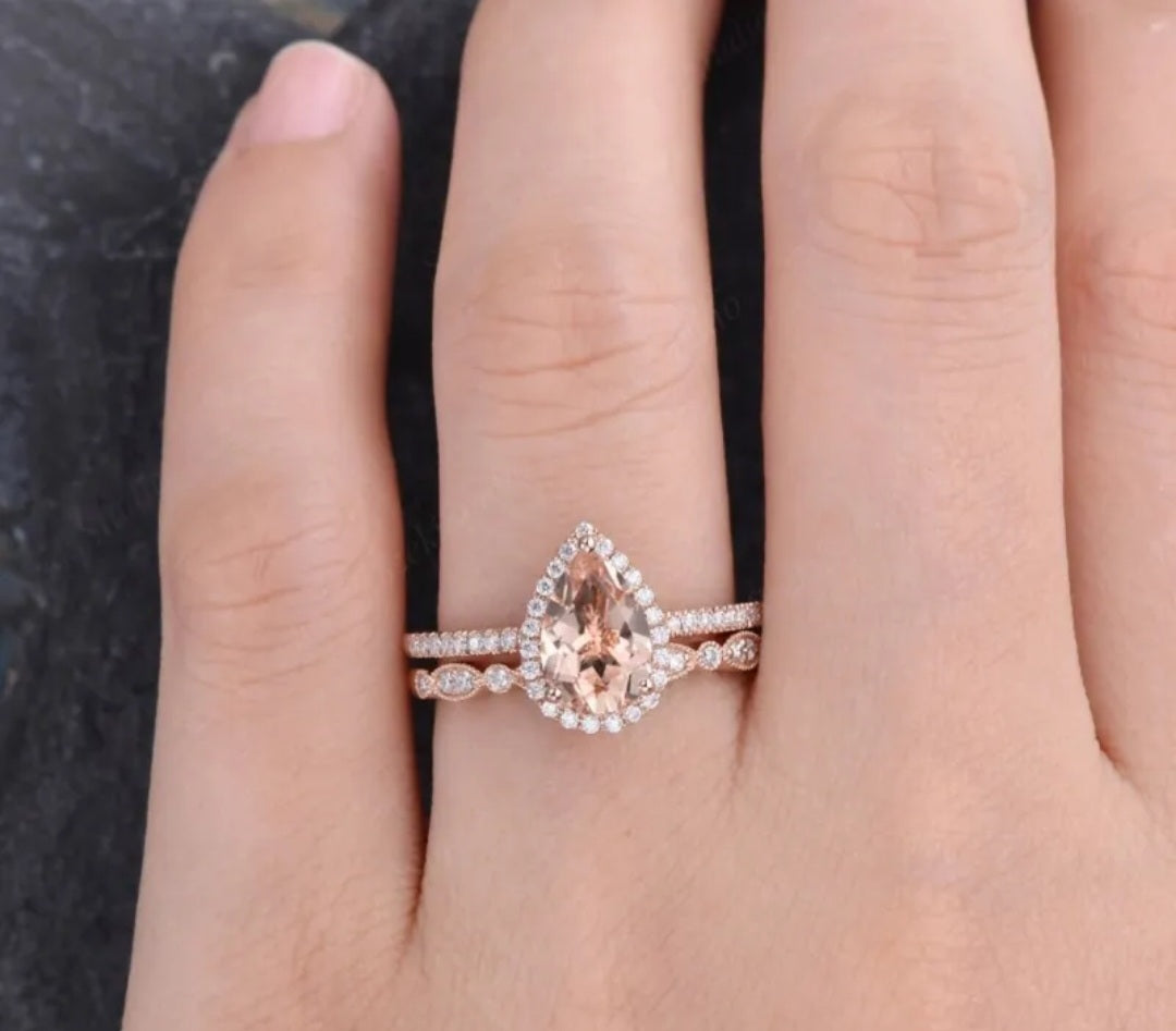 Rose Gold Wedding/Engagement Ring Set